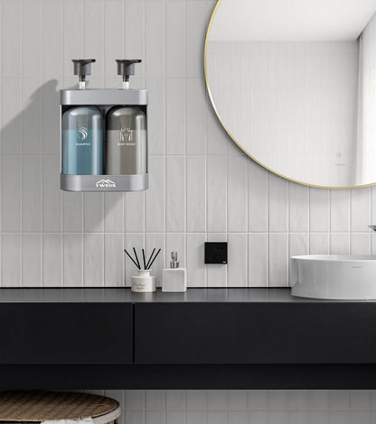 Shampoo and Conditioner Dispenser Shower Soap Dispenser 3 Chamber No Drill Shampoo Dispense for Shower Wall Mounted Shower Shampoo Dispenser 3 Chamber for Bathroom Hotel 3 * 13.37 fl.oz Black