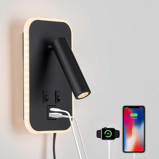 Wall Mount Headboard Reading Lights, Plug-in Bunk Bedside Lamp Wall Sconce