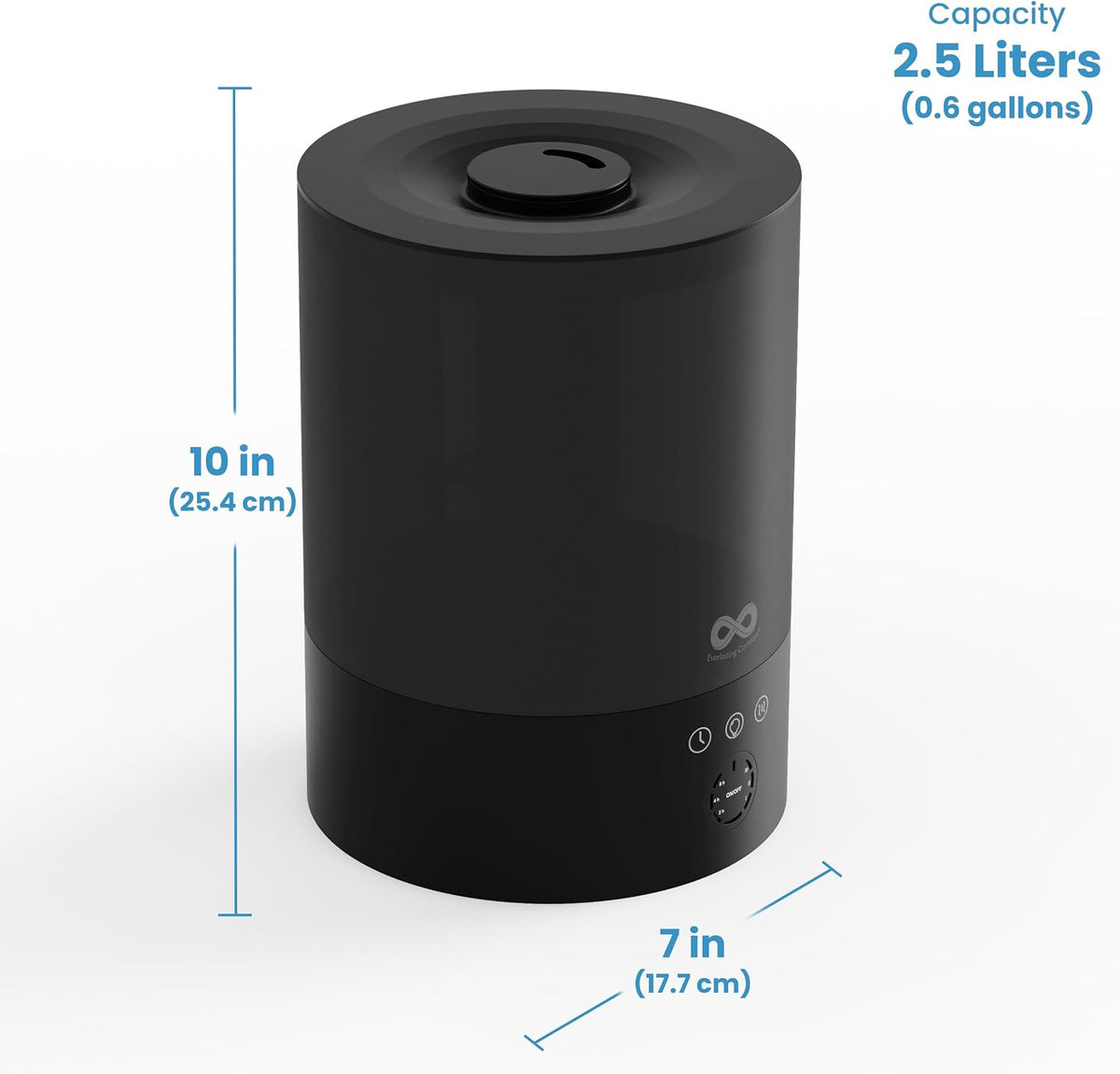 Everlasting Comfort 2.5L Top Fill Humidifier for Bedroom – 28dB Ultra-Quiet, Easy to Fill & Clean, 24HR Runtime, Night Light, Timer, Ultrasonic Cool Mist, Auto Shut-Off for Indoor Use