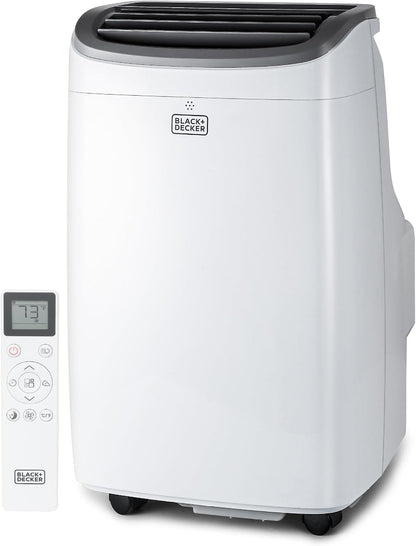 BLACK+DECKER Smart Portable Air Conditioner, 12,000 BTU, BPACT12WT, White | 8,000 BTU SACC for Rooms up to 550 Sq. Ft., Smart 3-in-1 Portable AC, Fan and Dehum with Follow Me Remote
