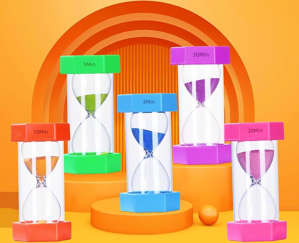 Colorful Sand Timers, Hourglass Sand Timers 5 Min Sandglass Timer with Protective Cover for Toothbrush Timer Games Classroom Home Office Cooking(Blue+5Min)