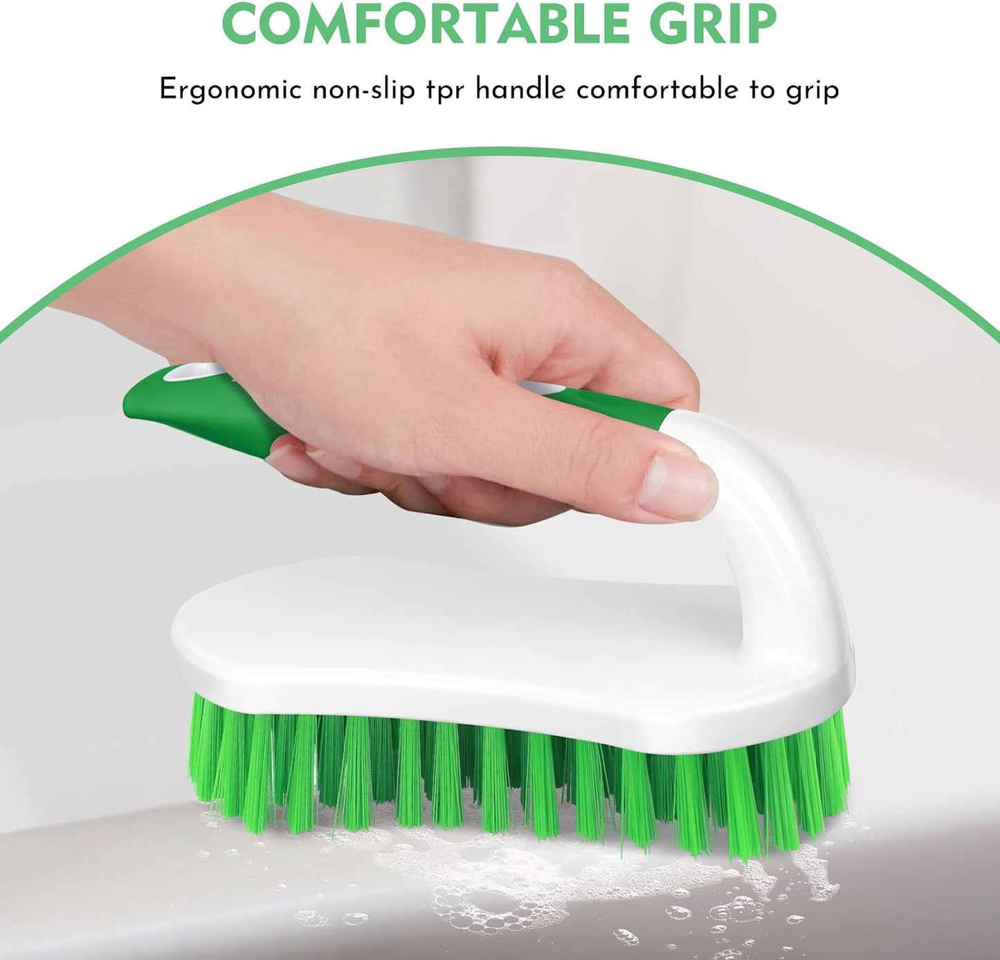 SetSail Scrub Brush, Heavy-Duty Scrub Brushes for Cleaning with Stiff Bristles Cleaning Brush for Shower, Bathroom, Carpet, Kitchen and Bathtub Scrubber - 2 Pack | Durable Bristles Ergonomic Non-Slip Tpr Grip. U-Style Hanging Loop for Storage. Use for