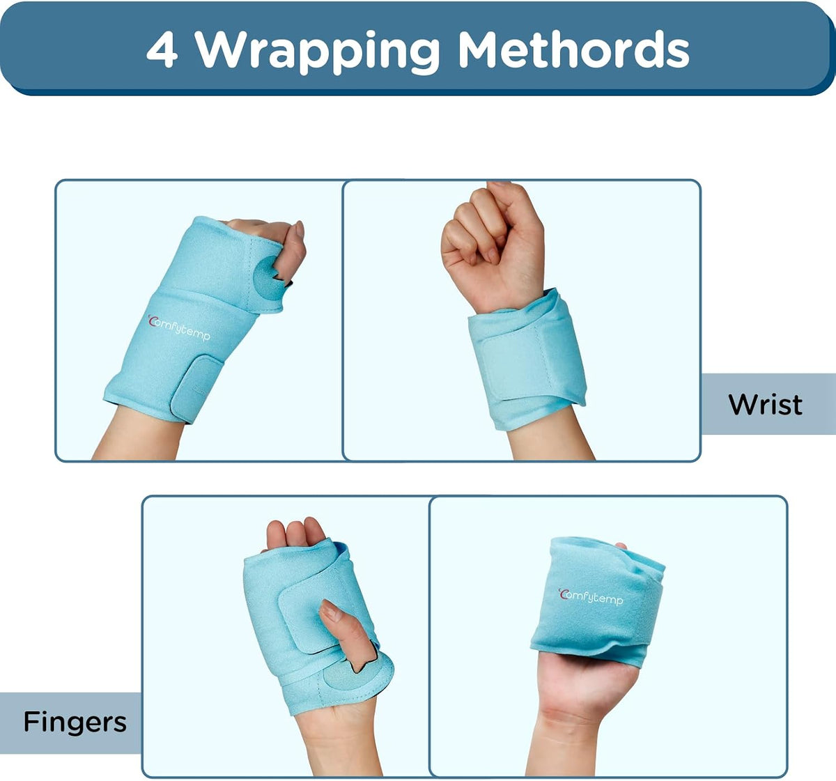 Comfytemp Wrist Ice Pack Wrap Carpal Tunnel Relief Wrist Brace, 2 Packs