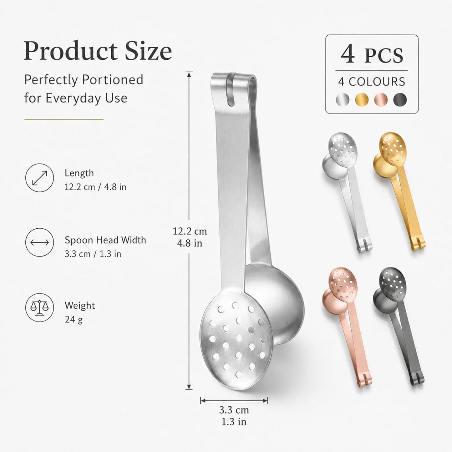 4PCS Tea Bag Squeezer, Tea Bag Dispenser and Tea Bar Accessories, Stainless Steel Tea Tongs Set for Gripping Teabags, Sugar Cubes, Ice or Lemon Slices