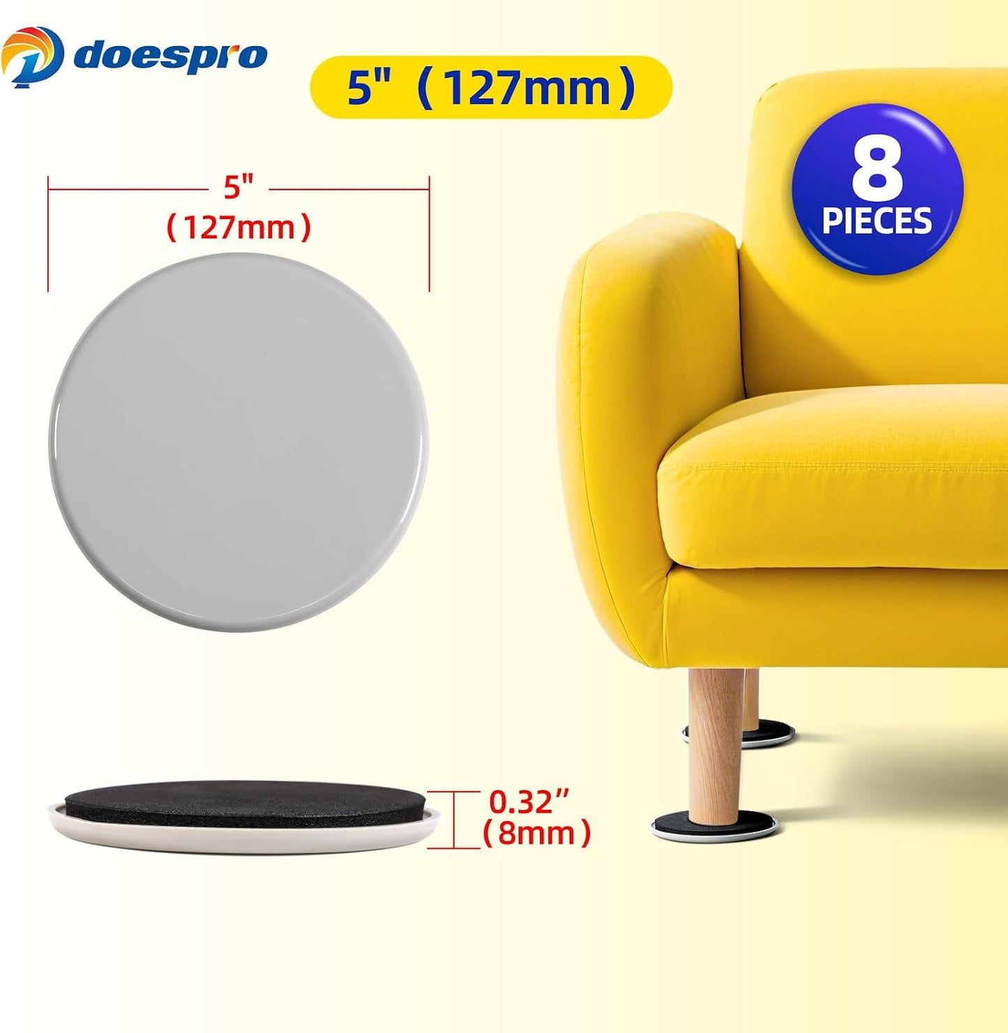 40PCS 1.4" Furniture Sliders for Hardwood Floors & Carpet, Self-Stick | PE Round Furniture Pads & Chair Glides for Hardwood Floors, Floor Protectors for Moving Furniture & Kitchen Appliances Easily