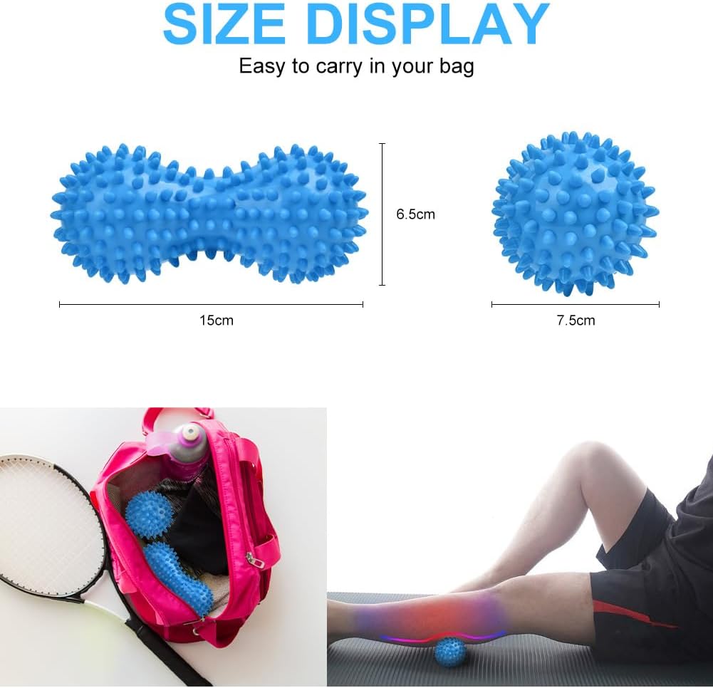URAQT Spiky Massage Ball Set, 2 Pack Physical Therapy Massage Balls, Hard Lacrosse Ball & Spiky Massage Ball for Myofascial Release and Trigger Point Deep Tissue Massage (Purple)