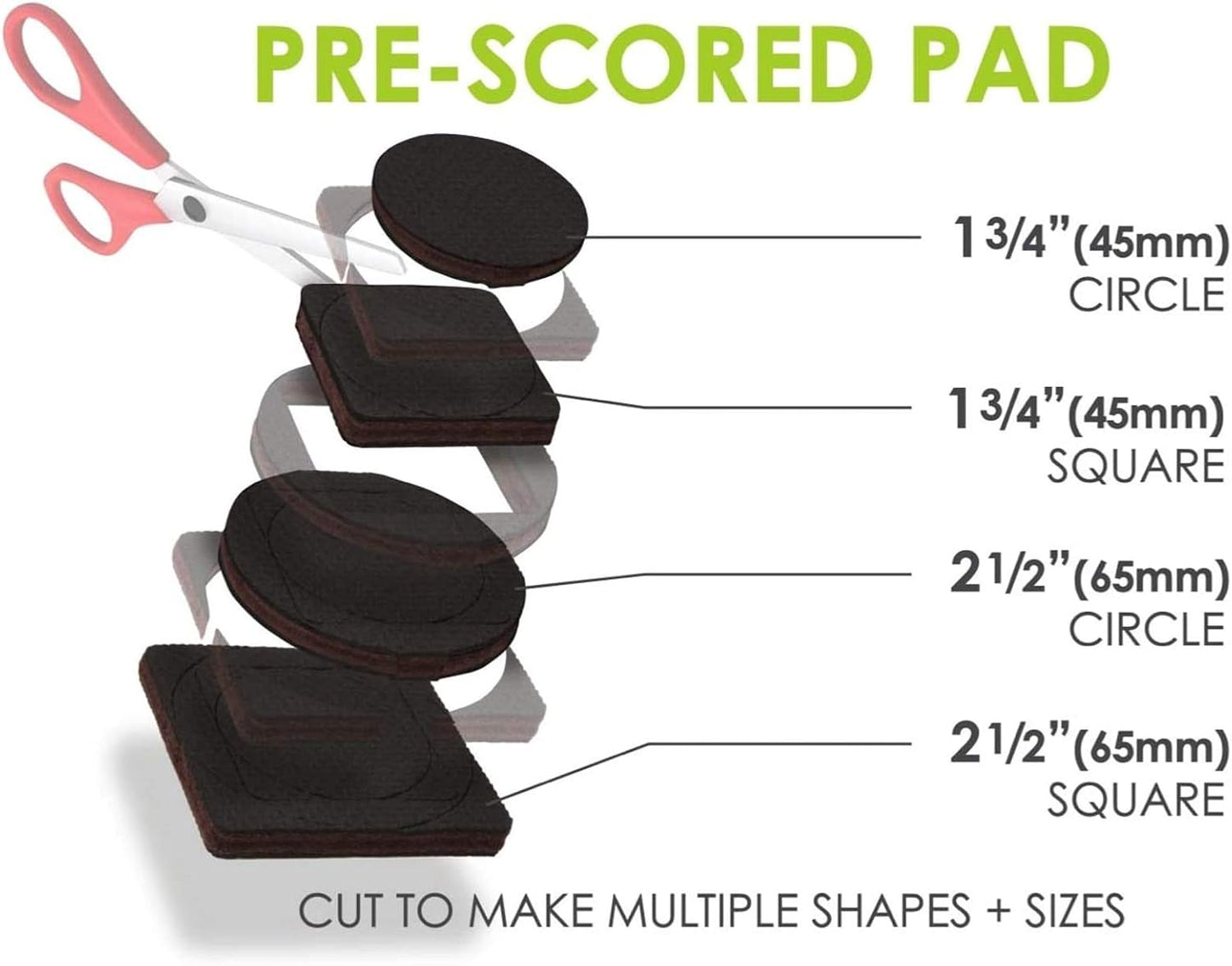 Slipstick GorillaPads CB144 Non Slip Furniture Pads/Grippers (Set of 8) Furniture Feet Floor Protectors, 2 Inch Round, Black