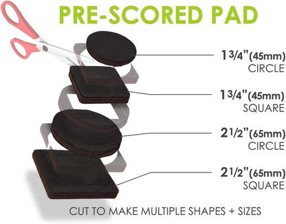 Slipstick GorillaPads CB144 Non Slip Furniture Pads/Grippers (Set of 8) Furniture Feet Floor Protectors, 2 Inch Round, Black
