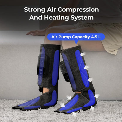 HubiCare Cordless Calf and Feet Massager with Heat and Air Compression for Circulation and Pain Relief, 5 Modes with 5 Intensities, Reduce Swelling, Muscles Relaxation Device (Black)