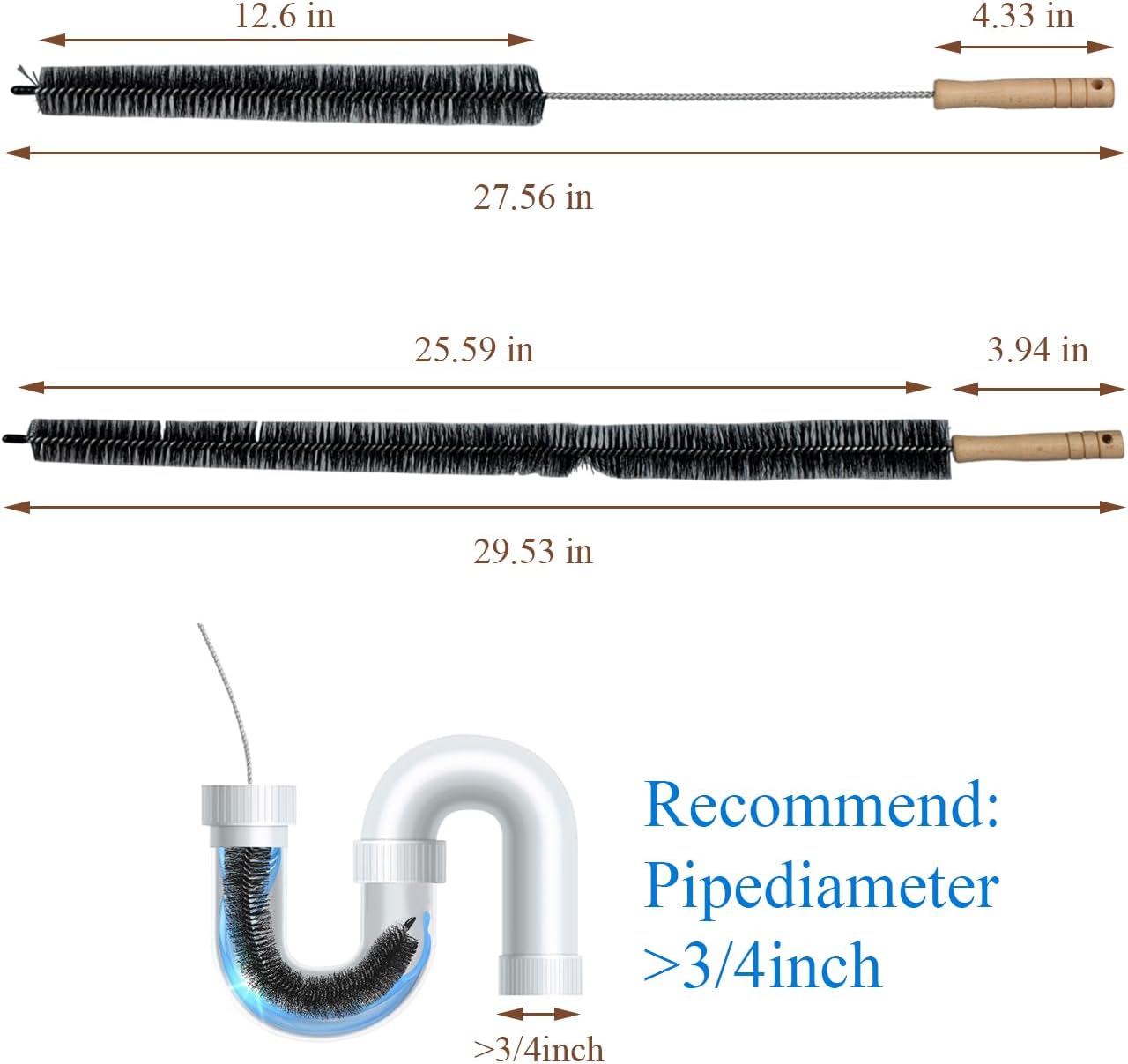 1 Pack Dryer Vent Cleaner Kit - Long Flexible Lint Brush for Dryer Vents, Refrigerator Coils, and Radiators - Household Cleaning Supplies (1, Long Brush)