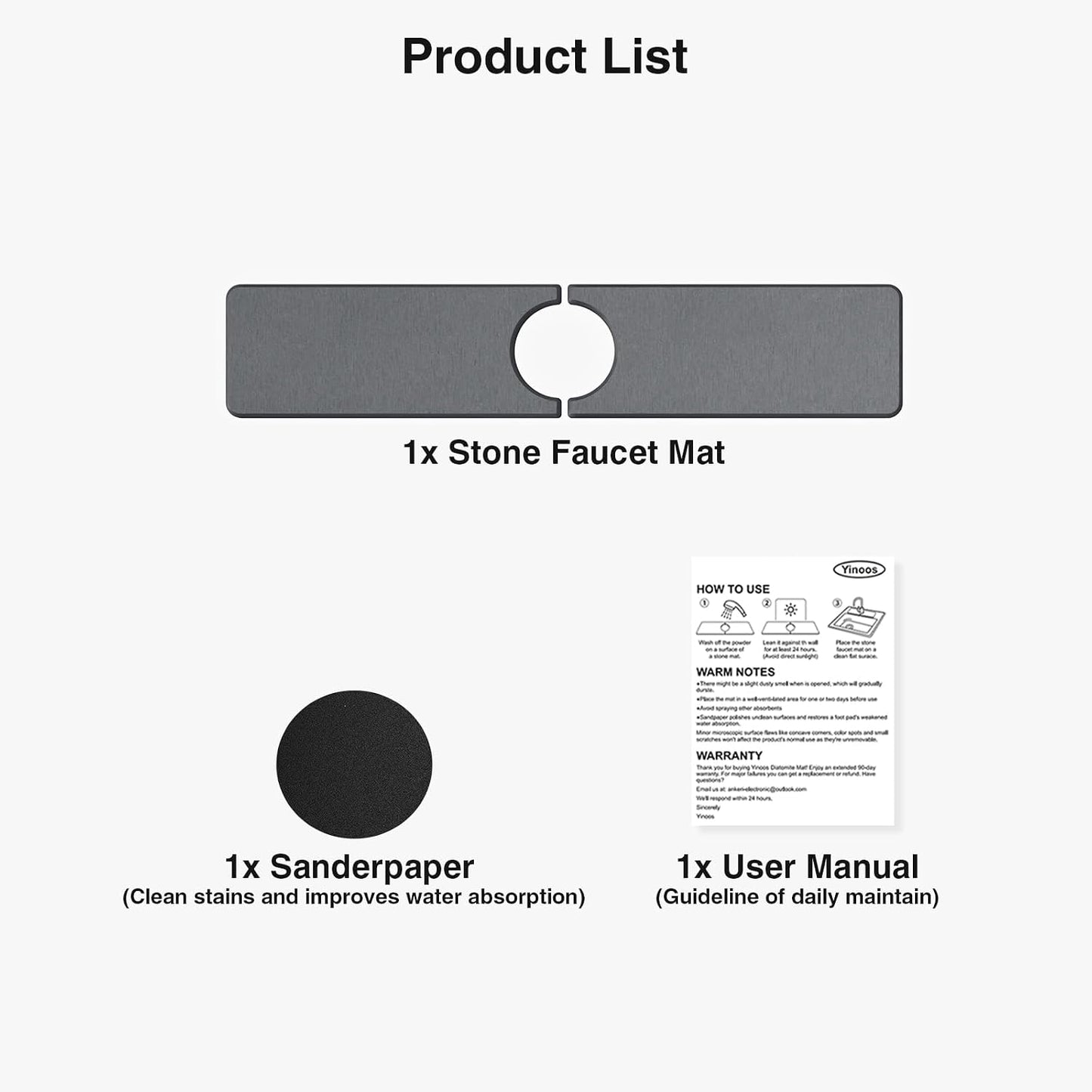 Premium Stone Faucet Mat for Kitchen Sink, 30" x 4" White | Quick Drying & Water Absorbent, Sink Splash Guard Tray for Prevents Moisture Buildup