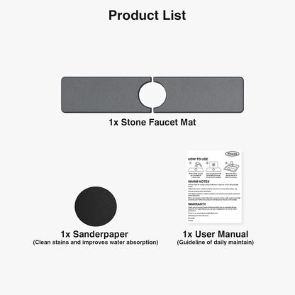 Premium Stone Faucet Mat for Kitchen Sink, 30" x 4" White | Quick Drying & Water Absorbent, Sink Splash Guard Tray for Prevents Moisture Buildup