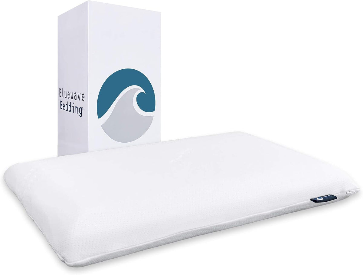 Bluewave Bedding Ultra Slim Gel Memory Foam Pillow for Stomach and Back Sleepers - Thin, Flat Design for Cervical Neck Alignment and Deeper Sleep (2.75-Inches Height, Standard Size)