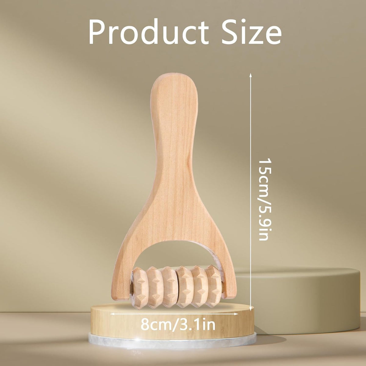 Abeillo 3Pcs Wooden Hand Massage Roller, Muscle Roller Stick