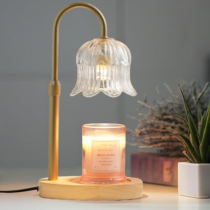 CRMILL Candle Warmer Lamp with Timer: Adjustable Dimmable Height Adjustable Warming - Flower Shape Wax Lamp Jar Candles No Flame Modern Home Decor Table Lights - Home Living Bedroom