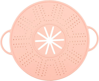 Generic Silicone Spill Stopper Lid Heat Resistant Pot Cover with Steam Vents, Multifunctional Anti Overflow Cover for Skillets, Pink