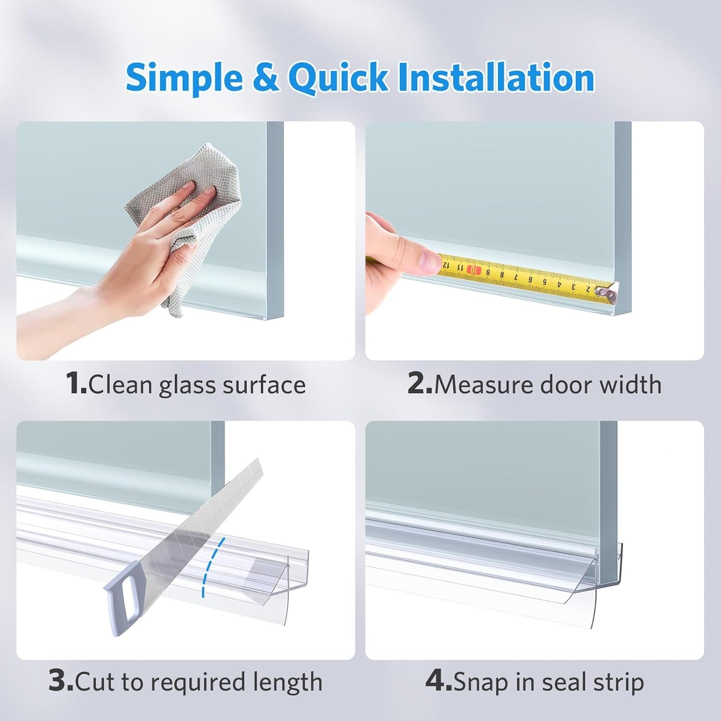 Delamu 3-Pack Shower Door Bottom Seal, 3/8''× 39'' Shower Door Sweep Strip | Shower Seal Strip for 3/8'' (10mm) Doors, Frameless Glass Shower Door Seal Strip Stop Shower Leaks and Create a Water Barrier