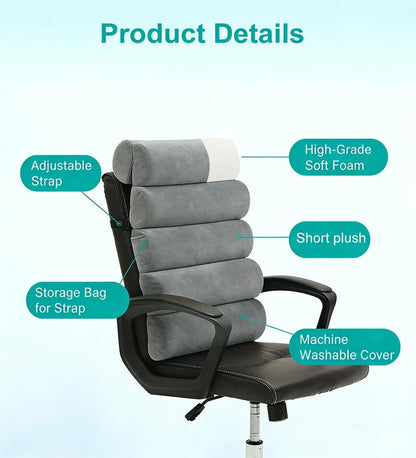 Lumbar Support Pillow for Office Chair,Multiple Adjustable | Back Support for Office Chair High Back/Couch/Sitting on Bed,Patented 6 Semi Cylindrical Back Cushion,Short Velvet Cover