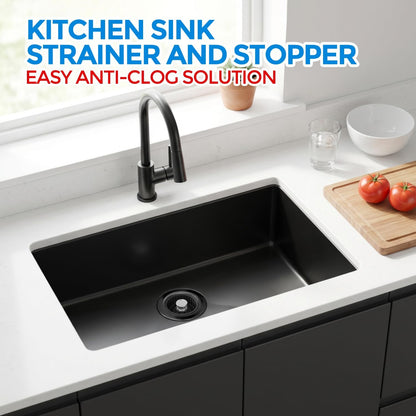 3 in 1 Kitchen Sink Drain Strainer Stopper Removable Basket Pop-Up | Kitchen Sink Food Strainer 1 Pack Silver Stainless - Food Catcher, Odor-Block Seal, Fits 3.5" Drain, Easy Clean