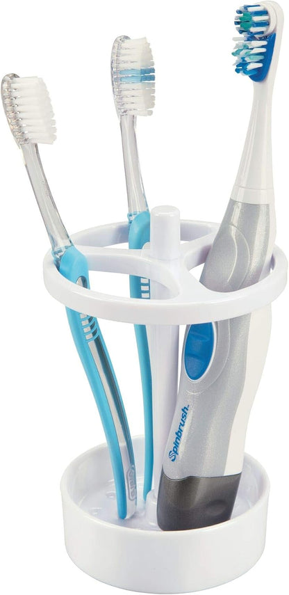 iDesign Toothbrush Holder, Clear | For Normal to Large Toothbrushes, Fits Spin Brushes, Holds Toothpaste