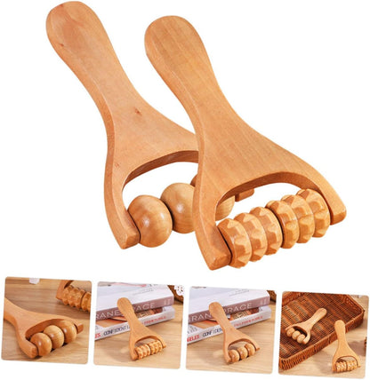 Wooden Foot Massager Roller Handheld Acupoint Massage Tool for Neck Shoulder Back Legs and Feet Relaxation Compact and Lightweight Design