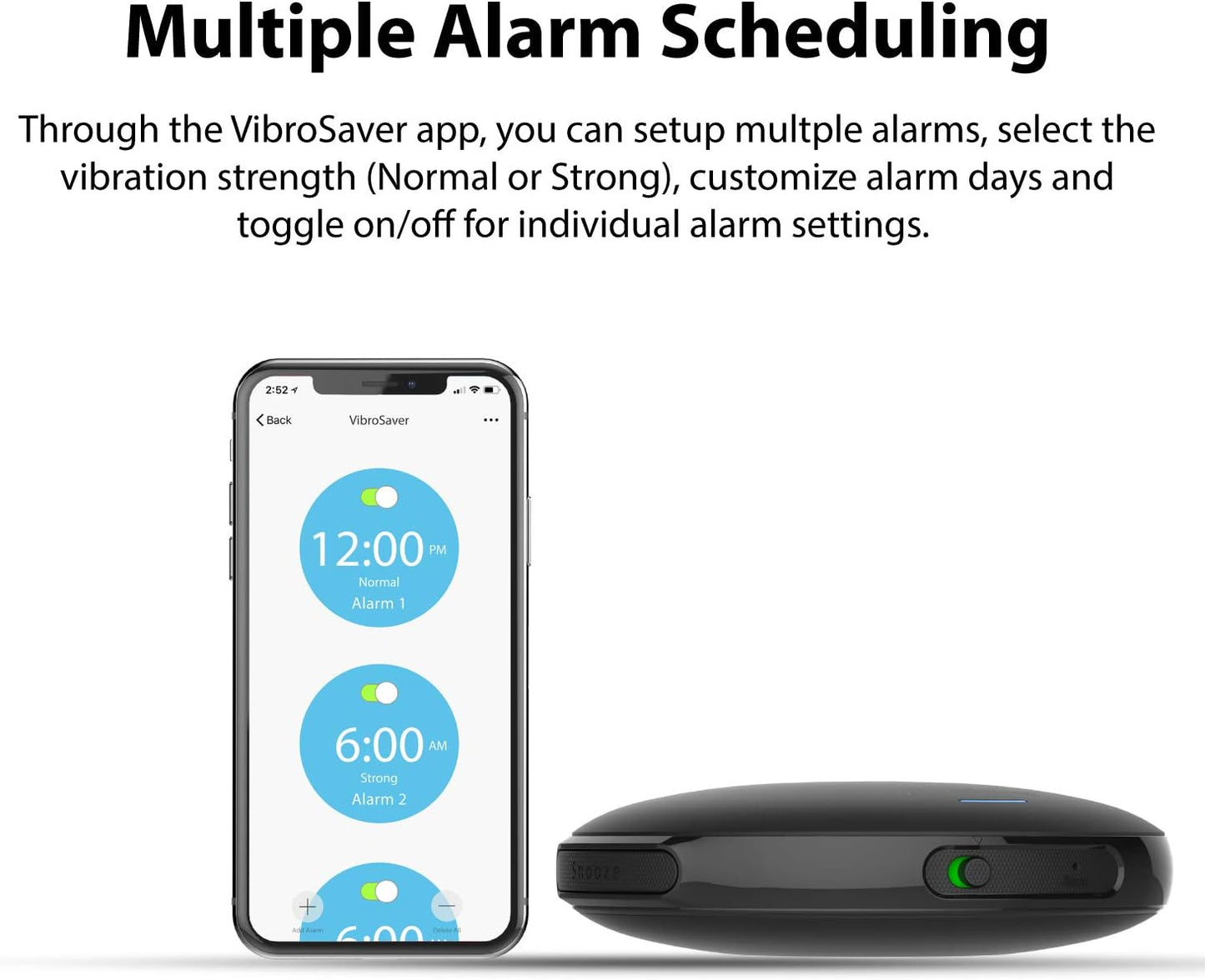 SmartShaker VibroSaver Extremely Strong Vibration Bed Shaker Smart Wi-Fi Alarm Clock with Multiple Alarm & Vibration Settings, Immediate Remote Vibration & Voice Control; For Heavy Sleepers