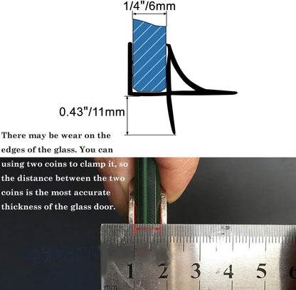 Glass Door Bottom Seal, Cutable Waterproof Strip for 3/8" Glass, 27.5" Length, Shower Door Sweep Stop Shower Leaks