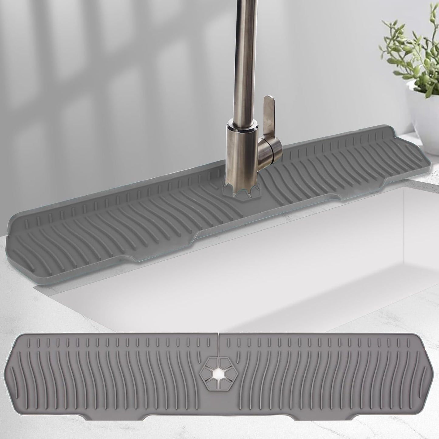 Kitchen Sink Splash Guard 29.7 X 5.7 In, Large Size Kitchen Sink Splash Guard, Silicone Sink Faucet Drying Mat, Faucet Mat Splash Catcher, Multipurpose For Kitchen Sink, Bathroom (Black)