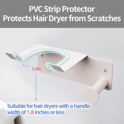 Hair Dryer Holder Wall Mounted, Stainless Steel Blow Dryer Holder for Bathroom, Hair Dryer and Straightener Holder Adhesive or Drilling, Hair Tool Organizer for Salon Barber Shops Banjekt
