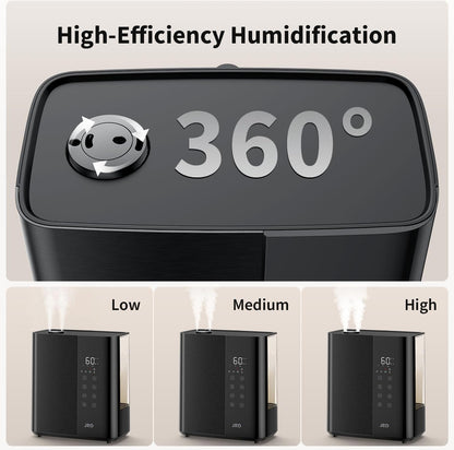 JRD Humidifiers for Bedroom, Ultrasonic Humidifier 4L for Large Room, Cool Mist Top-Fill, 40H Run, 12H Timer, 360° Nozzle, Aroma Diffuser, 7-Color Night Light for Home, Office, Baby-White