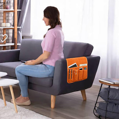 Remote Control Holders for Armchairs, Couch Caddy, Featuring Non-Slip Bases | 5 Pockets Bedside Storage Pocket for TV Remote Holder, Phone Tablet Kindle, Magazines, Gifts for Seniors (Beige, 35"X12.4")