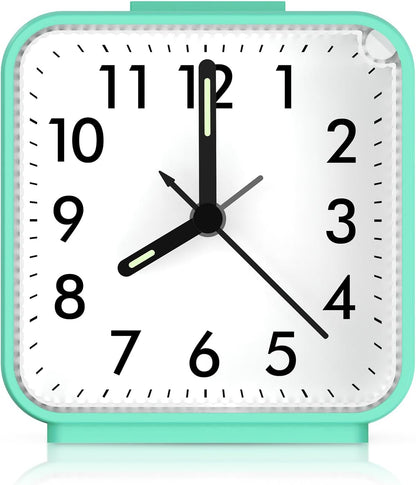 AMIR Analog Silent Non Ticking Small Clock, Travel Analog Alarm Clock