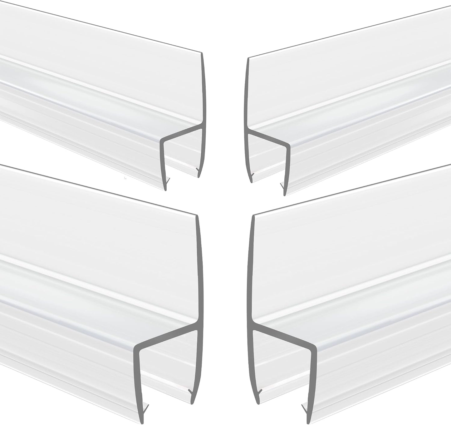 2-Pack Frameless Shower Door Bottom Seal (1/4'' X 39'') Clear Glass Shower Door Sweep Strip can Covers up to 23mm Gap - Stop Leaks
