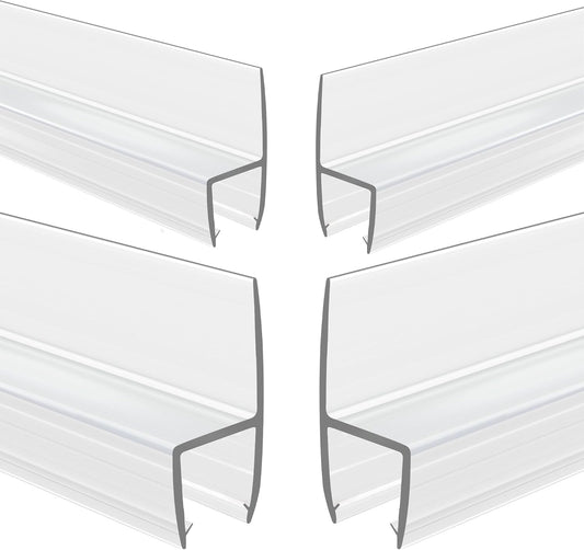 2-Pack Frameless Shower Door Bottom Seal (1/4'' X 39'') Clear Glass Shower Door Sweep Strip can Covers up to 23mm Gap - Stop Leaks