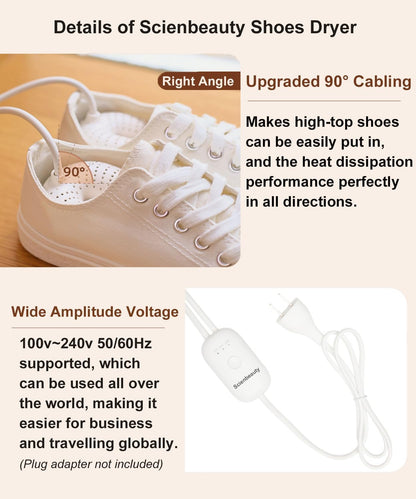 Scienbeauty Electric Shoe Dryers, Portable Boots Dryer Machine with 3/6/9 Hours Timer, Drying for Footwear, Socks, Ski Boots
