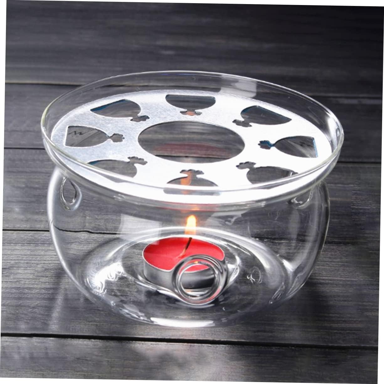 COLLBATH High Borosilicate Glass Teapot Warmer Base Heat Resistant Features for Home Use Decorative Candle Stand Tea Rack