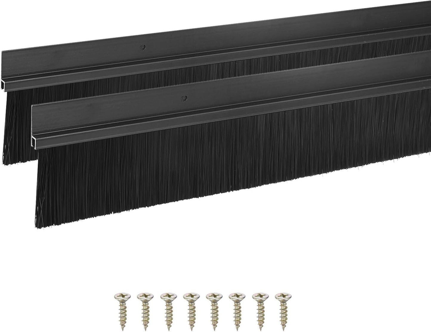 M METERXITY 2Pack Door Sweep - 39" Door Bottom Brush Heavy Duty Seal Draft Stopper Aluminum Base with 20mm Brush, Adhesive/Screw Installation for Interior/Exterior/Garage/Sliding Doors, Black