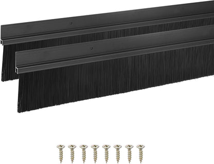M METERXITY 2Pack Door Sweep - 39" Door Bottom Brush Heavy Duty Seal Draft Stopper Aluminum Base with 20mm Brush, Adhesive/Screw Installation for Interior/Exterior/Garage/Sliding Doors, Black