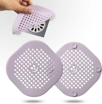 2 Pack Drain Hair Catcher Silicone Bathroom Accessories Shower Drain Protector Sink Drain Strainer Hair Stopper for Shower Kitchen Bathroom Tub Grey