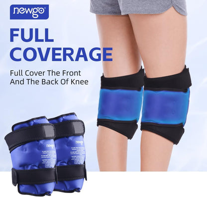 NEWGO Knee Ice Pack Wrap, 360° Full Wrap, Blue | Y-shaped Strap Stays Put, Reusable for Knee Replacement, ACL, Arthritis, Swelling, and Sports Injuries, 21.7" x 9.8"