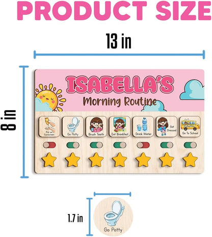 Wooden Daily Routine for Kids, Chore Chart for Toddler, Daily Responsibilities for Kids, Visual Schedule, Morning Bedtime Routine for Girls