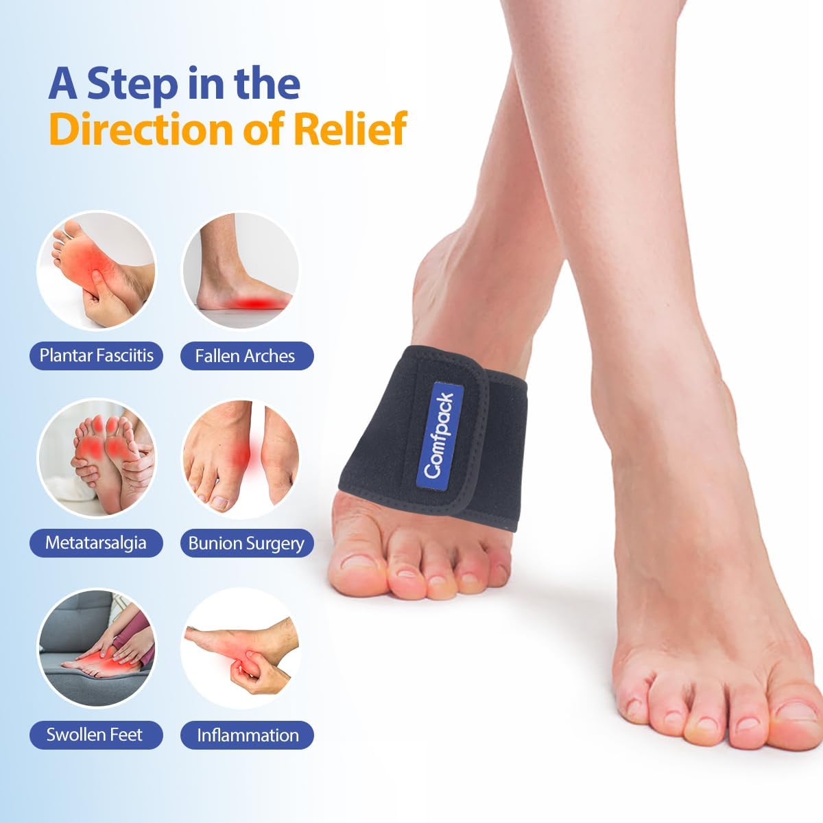 Comfpack Cold Therapy Wrap with 2 Packs for Pain Relief, Reusable Gel Ice Packs for Foot Plantar, Wrist, Ankle, Great for Sprains, Muscle Pain, Bruises, Injuries | Hot and Cold Ice Packs for Foot Plantar, Wrist, Ankle, Great for Sprains, Muscle Pain,