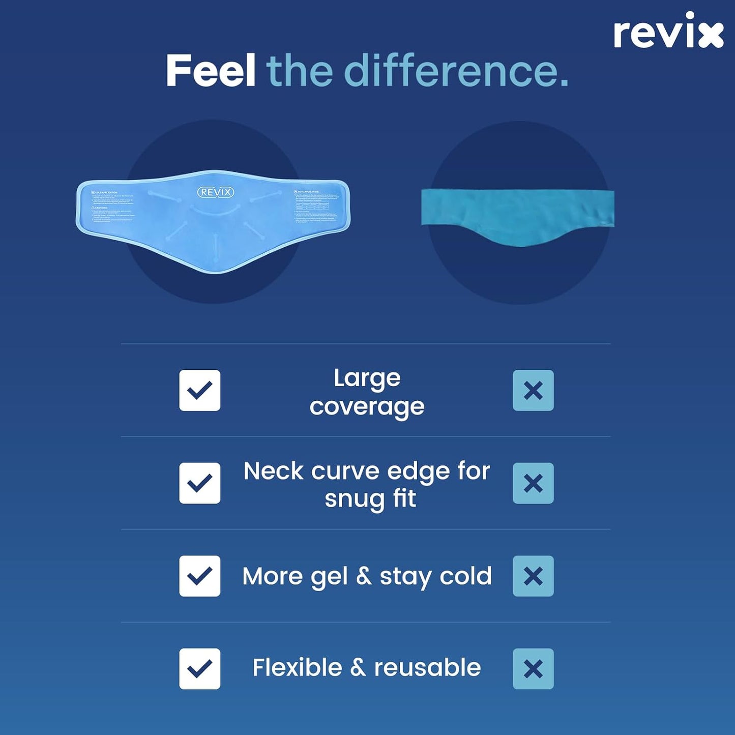 REVIX Neck Ice Pack Wrap – Reusable Hot Cold Gel Pack for Neck and Shoulder, Large Flexible Design with Soft Plush Lining, Cervical Gel Ice Wrap Ideal for Post-Workout Recovery, Fatigue & Relaxation