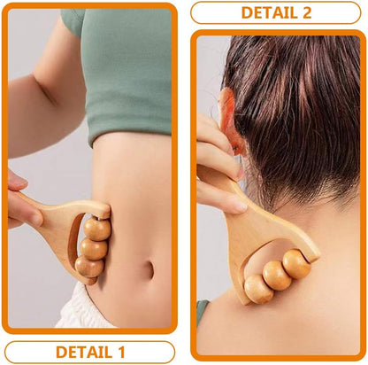 Lurrose Wooden Massage Roller Set 3Pcs Handheld Full Body Massager Tools for Foot Leg Back Pain Relief Portable Manual Massage Tool for Office Home Travel