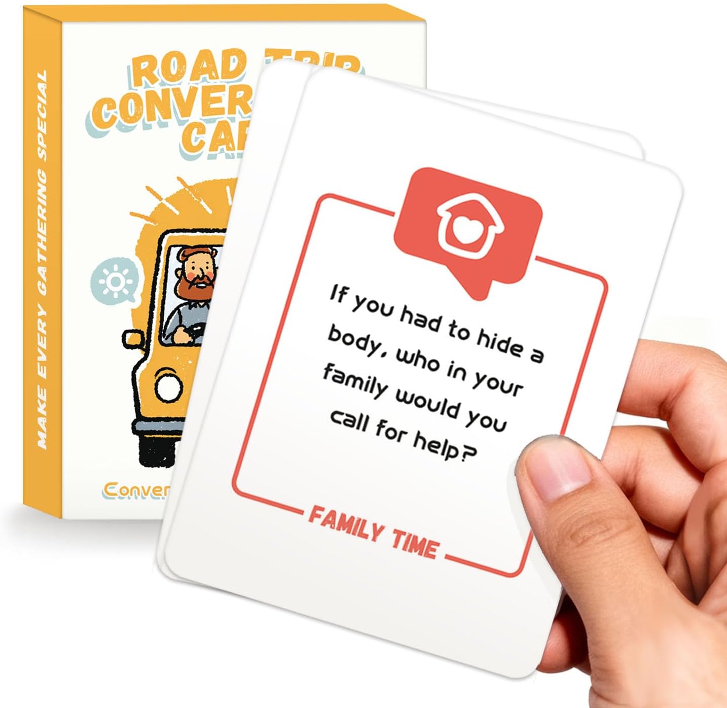 Road Trip Conversation Cards for Kids and Adults - Talk, Laugh, Bond for Family Trip - Conversation Cards for Family, Car Game, Road Trip Essentials
