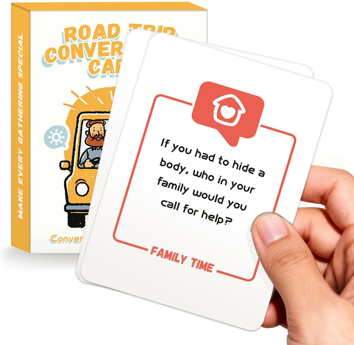 Road Trip Conversation Cards for Kids and Adults - Talk, Laugh, Bond for Family Trip - Conversation Cards for Family, Car Game, Road Trip Essentials