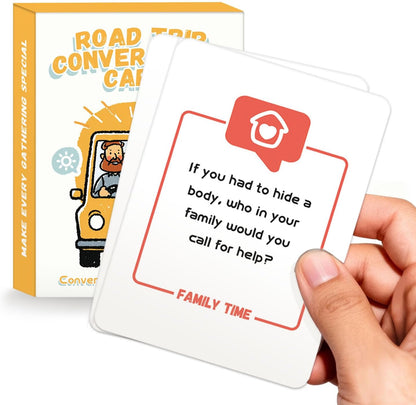 Road Trip Conversation Cards for Kids and Adults - Talk, Laugh, Bond for Family Trip - Conversation Cards for Family, Car Game, Road Trip Essentials