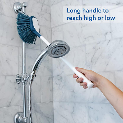 Unger 2-in-1 Grout and Corner Scrubber Brush Tool, Crevice Bathroom Cleaning Supplies for Showers, Door Tracks, Tile, and Bathtubs, Household 360-Degree Scrubbing Power