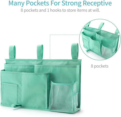 Bseash Bunk Bed Organizer, Bedside Caddy Hanging Bed Organizer Storage Bag 8 Pockets, for College Dorm Rooms Bed, Hospital Bed, Baby Bed Rails, 600D Oxford Cloth