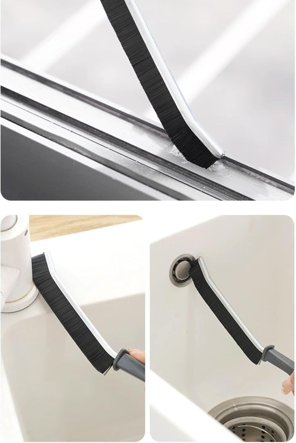 Window Track Cleaning Tool Set, 4Pcs Washable Sponge Brushes with Corner Scraper & Detachable Head, Deep Clean for Window Grooves, Sliding Doors, Tile Grout, Air Vents & Keyboard Gaps